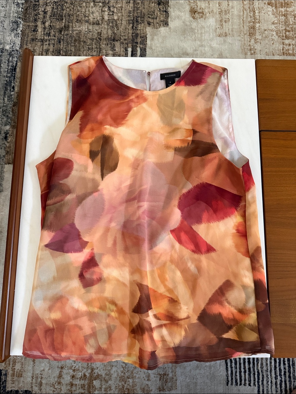 Halogen Multicolor Watercolor Print Sleeveless Top